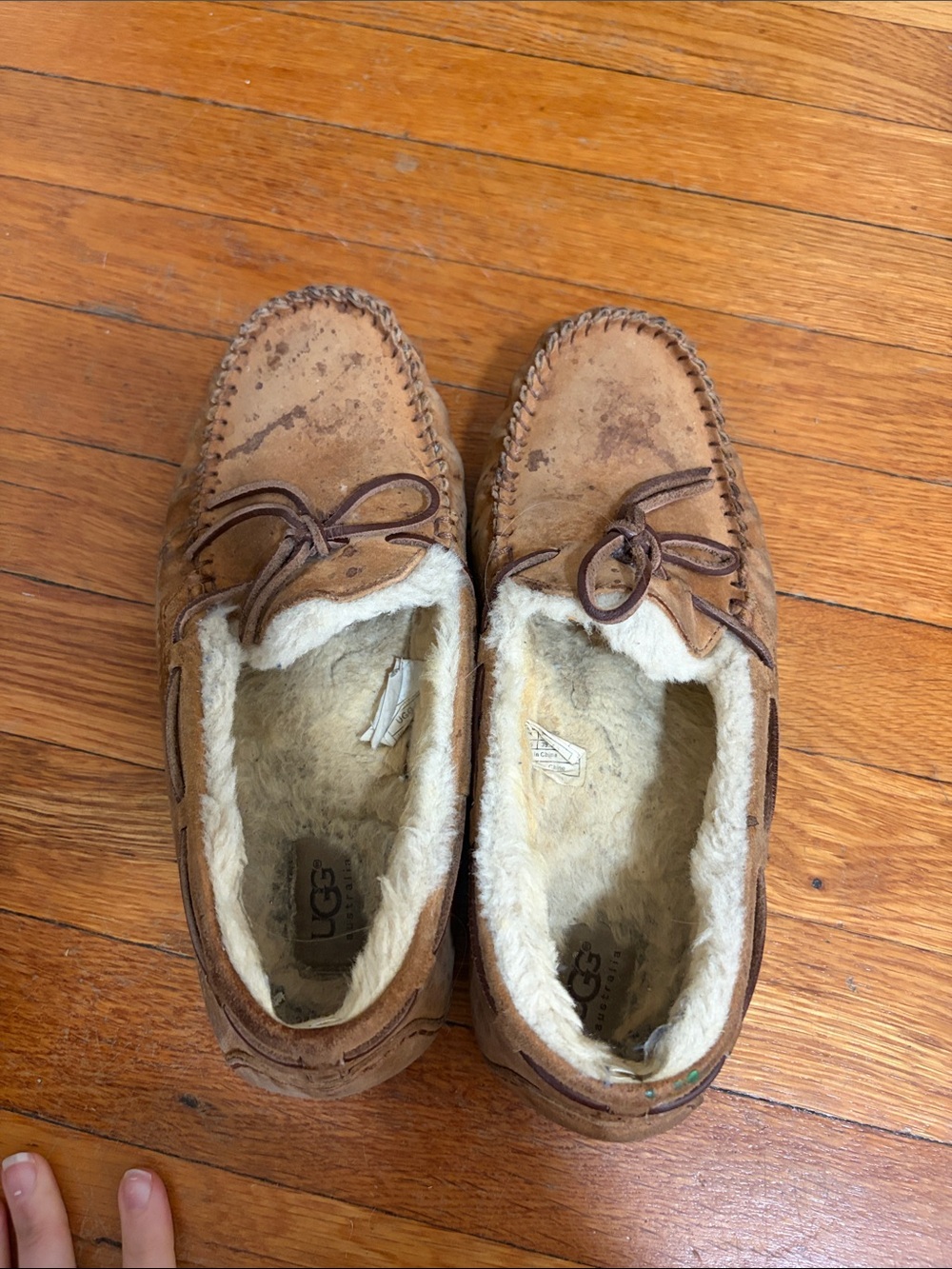 UGG Chestnut Brown Shearling-Lined Moccasin Slippers